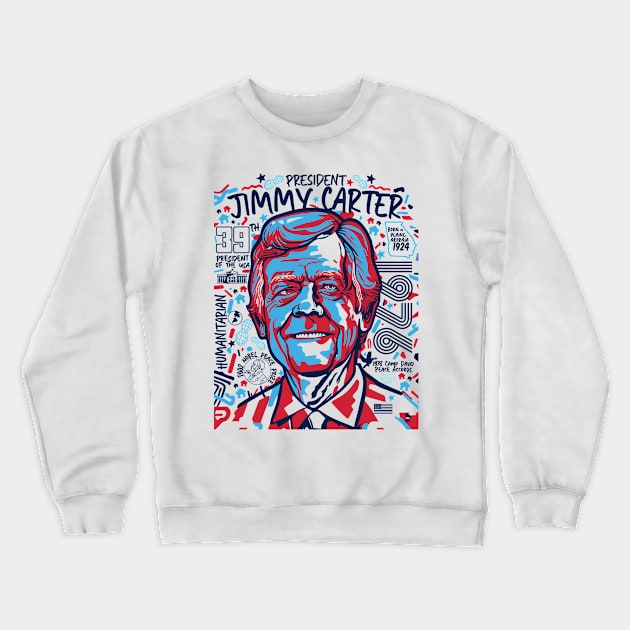 Retro Pop Art Portrait of President Jimmy Carter 1976 // Street Art Jimmy Carter Crewneck Sweatshirt by Now Boarding